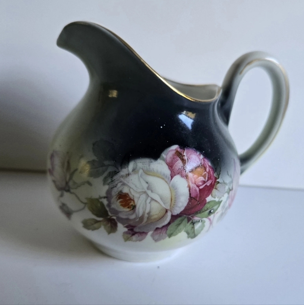 Porcelain Vintage Hand Painted Floral Creamer Jug